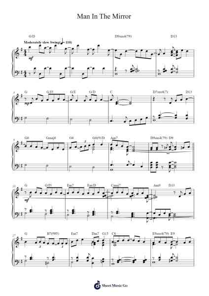 Man In The Mirror Sheet Music by Michael Jackson-Arr.Rihous Neilvy