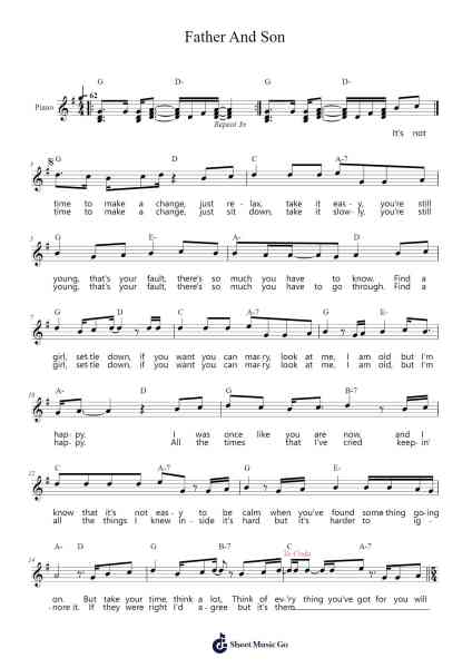 Father And Son Sheet Music by Cat Stevens-Arr.Rosjay Sibylgale