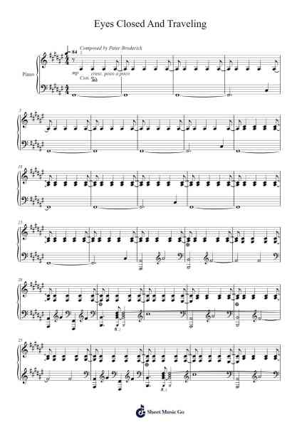 Eyes Closed And Traveling Sheet Music by Peter Broderick-Arr.Hilye