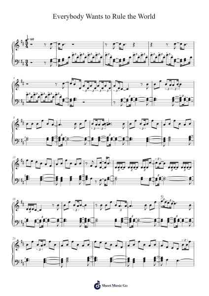 Everybody Wants to Rule the World Sheet Music by Tears for Fears-Arr.Aumeo Glennrine