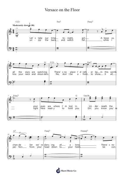 Versace on the Floor Sheet Music by Bruno Mars-Arr.Norgiles