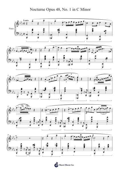 Nocturne Opus 48, No. 1 in C Minor Sheet Music by Frédéric Chopin-Arr.Perrusk