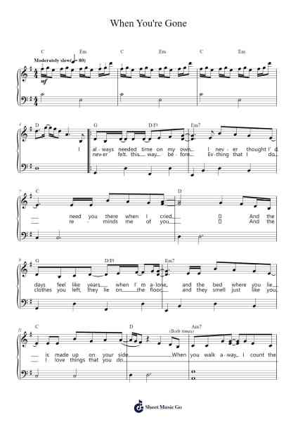 When You're Gone Sheet Music by Glee Cast/Avril Lavigne/Butch Walker-Arr.Spenborg