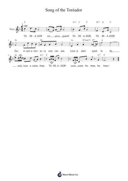 Song of the Toréador Sheet Music by Georges Bizet-Arr.Bartnice