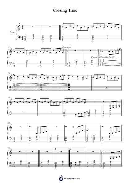 Closing Time Sheet Music by Tina Bunting-Arr.Bardtrid