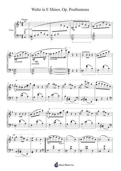 Waltz in E Minor, Op. Posthumous Sheet Music by Frédéric Chopin-Arr.Milllas