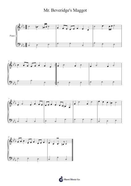 Mr. Beveridge's Maggot Sheet Music by Misc tunes-Arr.Bunharine Coftroy