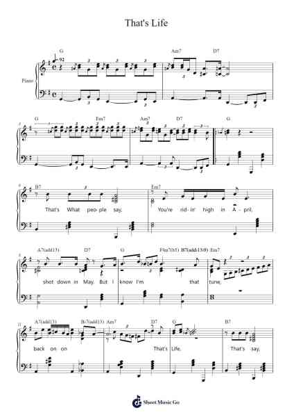 That's Life Sheet Music by Kelly Gordon-Arr.Derkins