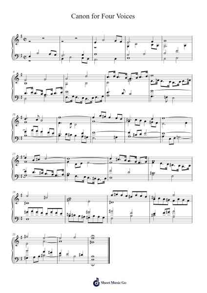 Canon for Four Voices Sheet Music by Hoodlyle Joyyoung-Arr.Chamcarr Cherbard