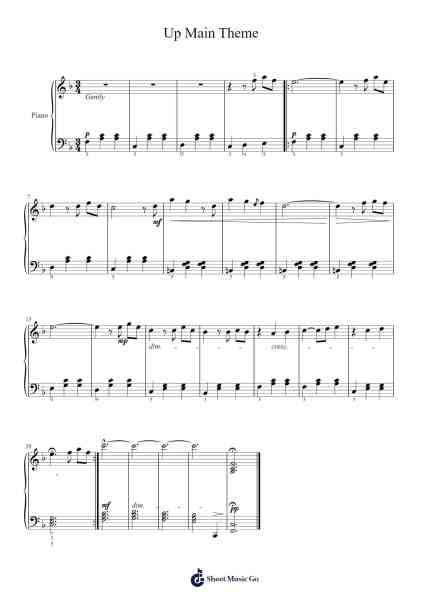 Up Main Theme Musica per pianoforte di Michael Giacchino - Arr.Yetjeames Sailsdia