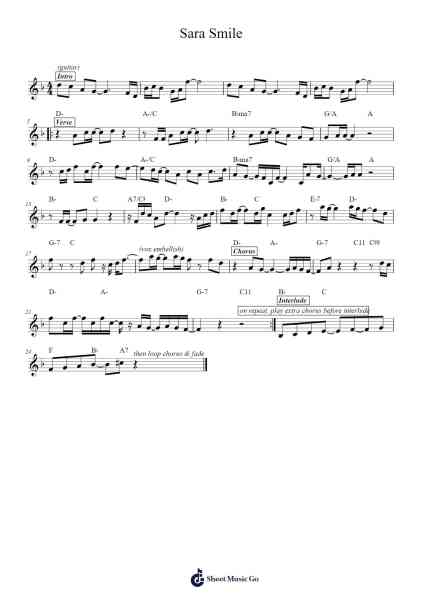 Sara Smile Sheet Music by Hall & Oates-Arr.Bardthea Faylotte