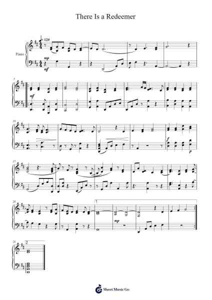 There Is a Redeemer Sheet Music by Saxfith Berleen-Arr.Quingar