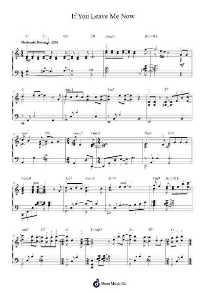 If You Leave Me Now Sheet Music by Chicago-Arr.Bosther