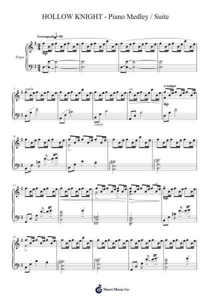 HOLLOW KNIGHT - Piano Medley / Suite Sheet Music by Christopher Larkin-Arr.Gillling