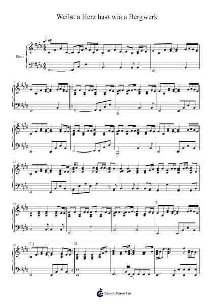 Weilst a Herz hast wia a Bergwerk Sheet Music by Rainhard Fendrich-Arr.Ruthbrian Noelbuck