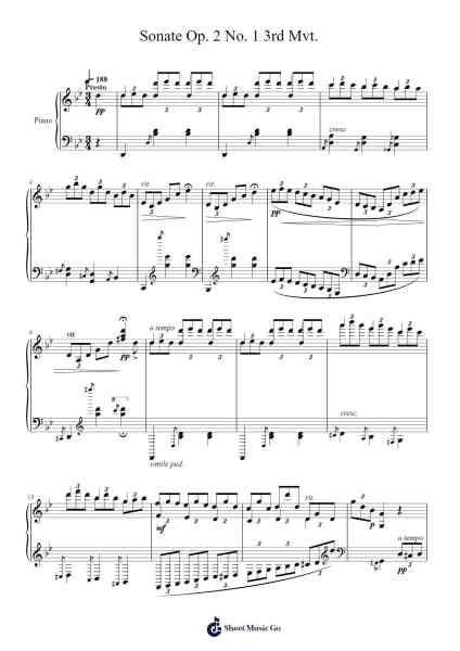 Sonate Op. 2 No. 1 in F Minor, 3rd Movement: Menuetto Sheet Music by Louis Nieuwelink-Arr.Gaelroy