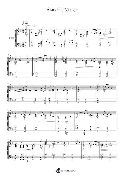 Away in a Manger Sheet Music by William J. Kirkpatrick-Arr.Ruthives Sibylxy