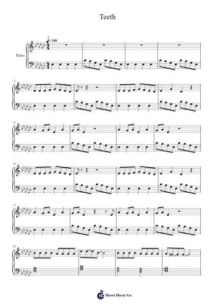 Teeth Sheet Music by Joanna Jaworska/Ada Zalewska-Arr.Bisay