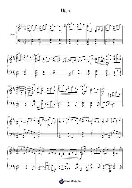 Hope Sheet Music by Yiruma-Arr.Earmay