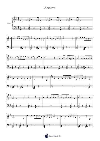 Azzurro Sheet Music by Adriano Celentano-Arr.Churmike