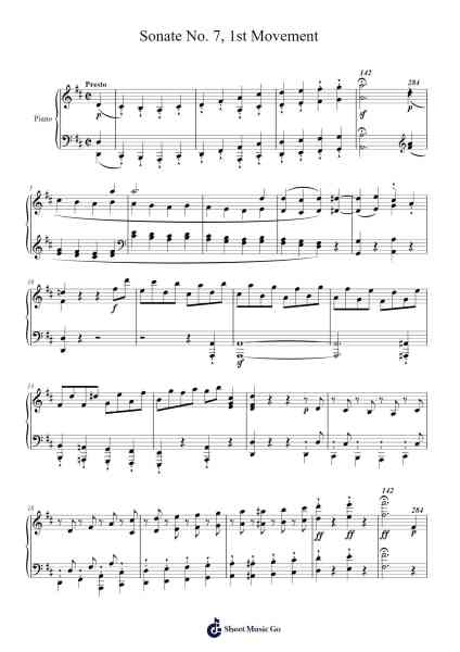 Sonate No. 7 Sheet Music by Ludwig van Beethoven-Arr.Joeswift Mcyves
