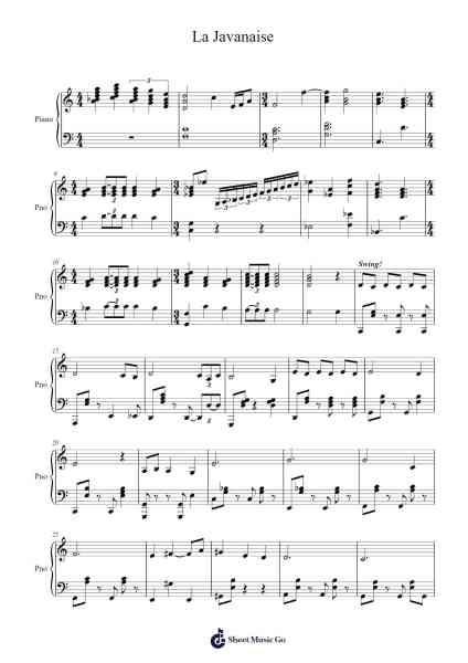 La Javanaise 樂譜由 Serge Gainsbourg - 編曲 Beardfaithe Kirkbia