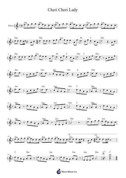Cheri Cheri Lady Sheet Music by Modern Talking-Arr.Vogtthia