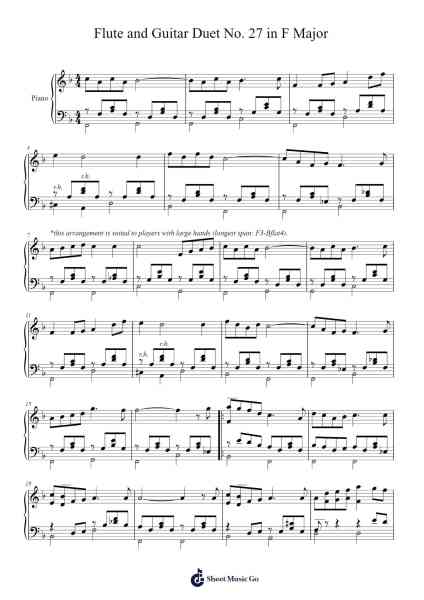 Flute and Guitar Duet No. 27 in F Major Sheet Music by Gerry Busch-Arr.Sret