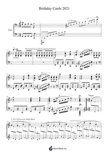 Birthday Cards 2021 Sheet Music by Misc Traditional-Arr.Clifffitch