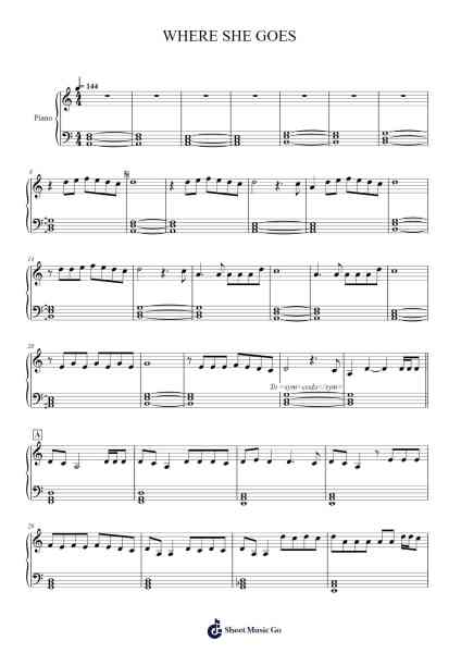 WHERE SHE GOES Sheet Music by Bad Bunny-Arr.Wolflor Coltrid