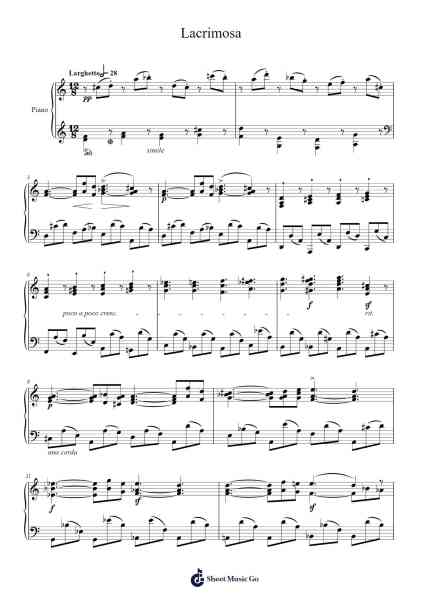 Requiem in D Minor, K. 626: VIII. Lacrimosa Notenblatt von Wolfgang Amadeus Mozart-Arr.Thodoreien