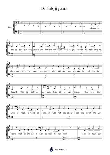Dat heb jij gedaan Sheet Music by Meau-Arr.Reyblume Poundtor