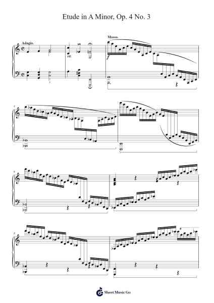 Etude in A Minor, Op. 4 No. 3 Sheet Music by Adegbola Damola Nimi-Arr.Tice Charsweet