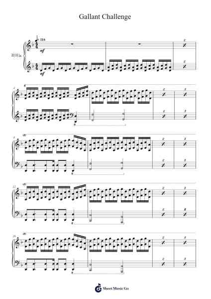 Gallant Challenge Sheet Music by Yu-Peng Chen-Arr.Jackbing Priceliot