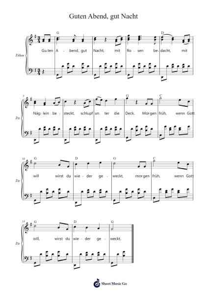 Guten Abend, gut Nacht Sheet Music by Johannes Brahms-Arr.Simpmark