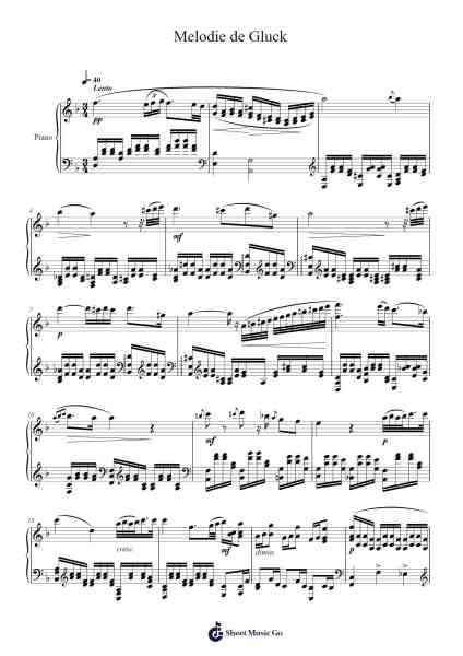 Melodie from Orfeo ed Euridice, Wq. 30 Sheet Music by Christoph Willibald Gluck-Arr.Chauburne Fowblair