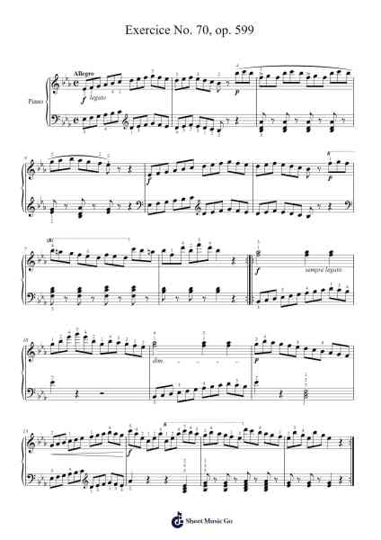 Exercise No. 70, Op. 599 Sheet Music by Carl Czerny-Arr.Yetlup Hoybird