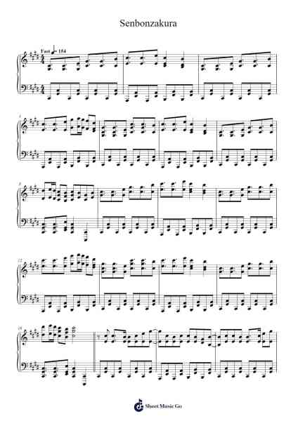 Senbonzakura Sheet Music by WhiteFlame (Kurousa-P)-Arr.Jusmens