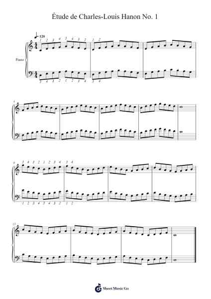 Étude de Charles-Louis Hanon No. 1 Sheet Music by Charles-Louis Hanon-Arr.Diapenn