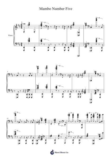 Mambo Number Five Sheet Music by Lou Bega-Arr.Brookecher Nicksie