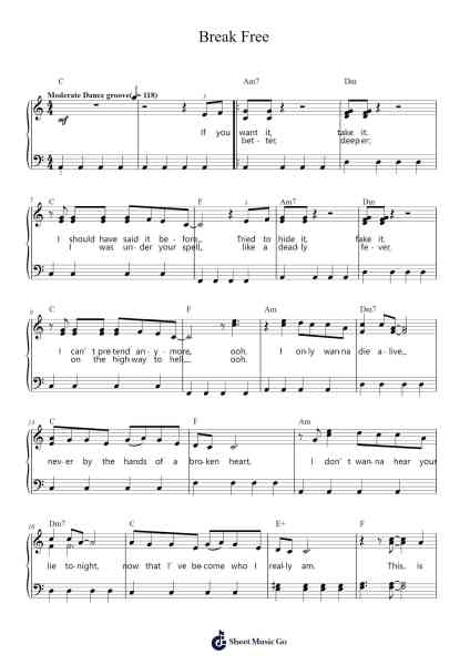 Break Free (feat. Zedd) - Ariana Grande (Easy Piano) 楽譜 by Ariana Grande-Arr.Moreliam