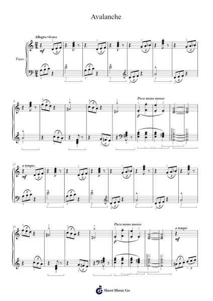 Etude Op. 45 No. 2 "Avalanche" Sheet Music by Stephen Heller-Arr.Beerthune