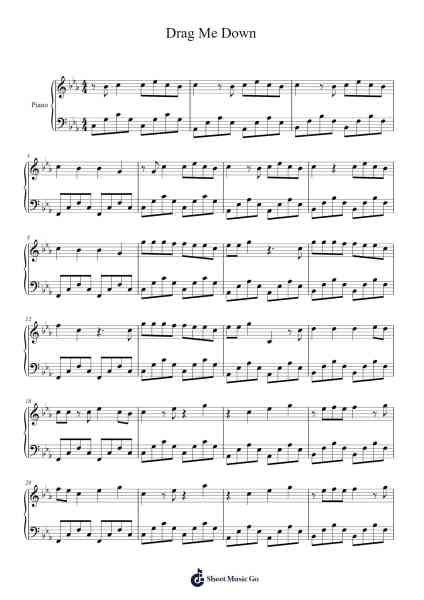Drag Me Down Sheet Music by One Direction-Arr.Joeswift Mcyves