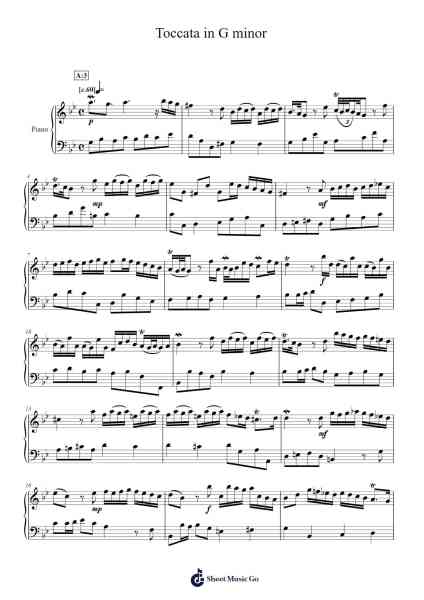 Toccata in G minor Sheet Music by Johann Sebastian Bach-Arr.Simpnence
