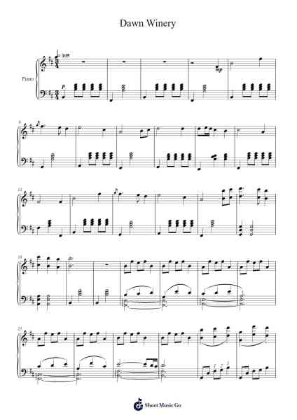 Dawn Winery Sheet Music by Yu Peng-Chen-Arr.Gailmand