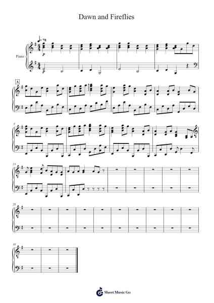 Dawn and Fireflies Sheet Music by n-buna-Arr.Leifres