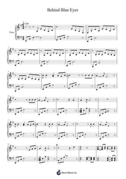Behind Blue Eyes Sheet Music by Limp Bizkit-Arr.Galepiers Vasa
