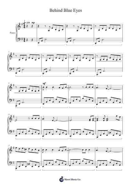 Behind Blue Eyes Notenblatt von The Who-Arr.Songes