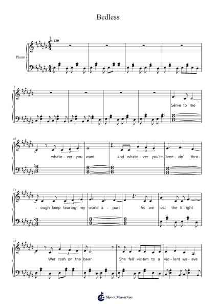 Bedless Sheet Music by Pierce the Veil-Arr.Chrismay Penniah