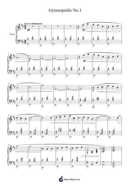 Gymnopédie No. 1 Notenblatt von Erik Satie-Arr.Sampcon Mevans
